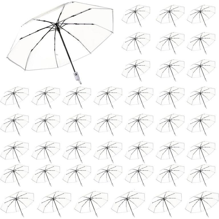 Clear Umbrellas Set of 30, 42 Inch Foldable Lightweight Transparent Umbrella Automatic Open Close Transparent Travel Umbrella for Women and Men for Rain Outdoor Wedding