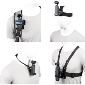 PellKing 4in1 DJI Osmo Pocket 4 3 Accessories Kit,Chest Mount Harness,Neck Holder,Head Strap,Backpack Strap Mount for DJI Osmo Pocket 4 3 Camera,with Expansion Adapter