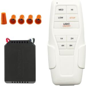 Ceiling Fan Remote Control Kit, Small Size and Universal Fan Remote, Speed, Timing and Light 3 in 1 Wireless Control, Compatible with Hunter and Others, YukiHalu