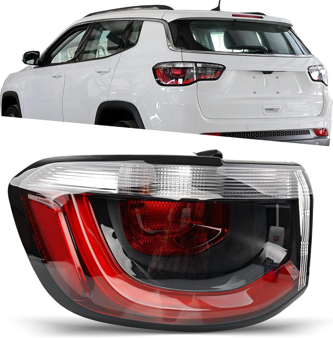 Outer Tail Light Compatible with 2017 2018 2019 2020 2021 Jeep Compass - Brake Taillight Assembly Replacement for CH2804115 and 55112839AC - Left Driver Side
