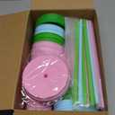 Chuangdi 12 Pcs Mahjong Cups 24 oz for Mahjong-themed Party Supplies, Plastic Reusable Tumblers with Lids and Straws Mah Jong Gifts Cup for Women Special Events Game Night Birthday Party Favors