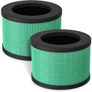 Fil-fresh 2-Pack MK01 & MK06 Replacement Filter, Compatible with AROEVE MK01 & MK06, ToLife TZ-K1, Kloudi DH-JH01 Air Purifier, 4-in-1 H13 True HEPA & Activated Carbon, Pet Dander Version (Green)