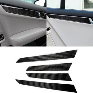 Car Interior Accessories 4 Pieces Carbon Fiber Inner Door Strip Decal for Mercedes-Benz C-Class W204 2007-13