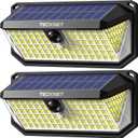 TECKNET 416 LED Solar Lights Outdoor Waterproof, 4200lm 300° Angle & 3 Lighting Modes Motion Sensor Outdoor Lights,2 Pack Solar Powered Flood Wall Lights for Home Patio Fence Yard Deck Garage Street