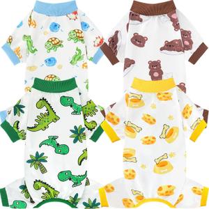 XPUDAC 4 Pack Dog Pajamas for Small Dogs, Puppy Clothes for Boy Girl Strechy Soft Pet Jumpsuit, Cat Onesie-2X-Large (XX-Large(Chest-22.8"))