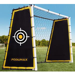PodiuMax 4 in 1 Soccer Goal & Rebounder, 7x5ft Rebound Net with Upgrade Frame, Steel Ground Pass Net for Backyard Park Field, Soccer Kick Back Trainer for High Passing, Low Passing & Shooting Training