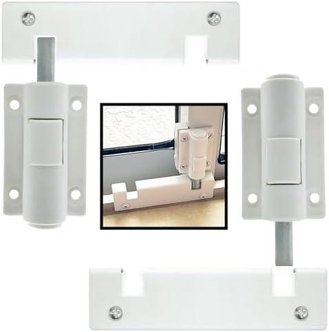 2 Pack Sliding Patio Door Foot Kick Lock, A Secondary Childproof Additional Security, Universal Fits for Any Sliding Door and Window Top or Bottom Rails, White