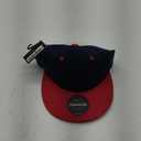 CHOK.LIDS Flat Bill Visor Classic Snapback Hat Blank Adjustable Brim High Top End Trendy Color Style Plain Tone Baseball Cap (Navy/Red)