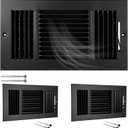Wesiti 2 Pcs 12 x 6 Inch Vent Covers for Home Ceiling HVAC Sidewall Air Register 3 Way Vents Wall Register Solid Steel Manual Adjuster for Home Bathroom Toilet Office (Black)