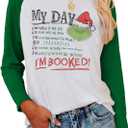 Women's Christmas Long Sleeve T-Shirt - I'm Booked Tops,Christmas Funny Printing Girls I'm Booked (Large, Green)
