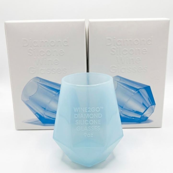 Wine2Go Diamond Silicone Wine Glasses 9oz