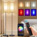 FRIDEKO HOME 2 Pack Floor Lamps for Living Room, Dimmable Colors Temperature & Brightness, Modern Floor Lamp with Remote, Tall Standing Lamps for Living Room Bedroom Office, Beige Shade 9W Smart Bulb