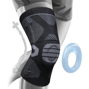 NEENCA Professional Knee Brace for Pain Relief, Medical Knee Compression Sleeve, Knee Support with Horizontal Knit Tech for Meniscus Tear, ACL, Arthritis, Joint Pain, Runner, Workout (Large, Upgraded Version - Carbon Black)