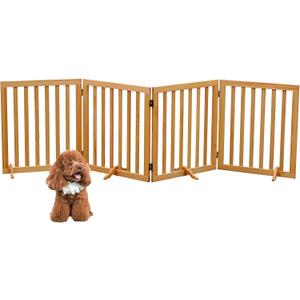Dog Gates Wooden Pet Gate Indoor Dog Fence for The House,Collapsible Wood Dog Gates for Stairs,Freestanding Dog Gate for Doorways,House Pet Gate for Dogs,23.6" Height-4 Panels Dog Gate