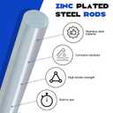 Hicarer 2 Pcs 3/4" x 36" Galvanized Steel Round Bar Smooth Rod Zinc Plated Steel Rods Zinc Bar Metal Axle Shaft for Hand Trucks Dollies Wagons Carts