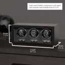 ROTHWELL Triple Watch Winder for Automatic Watches with Quiet Motor with Multiple Speeds and Rotation Settings (Black/Grey)