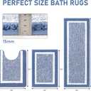 Pauwer 3 Pieces Bathroom Rugs Sets, Ultra Soft Non-Slip Mats, Microfiber Absorbent Bath Rugs with U-Shaped Toilet Rug for Bath Floor, Tub, Shower, Blue