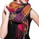Wander Agio Women's Fashion Long Shawl Big Grid Winter Warm Lattice Large Scarf (Colour)