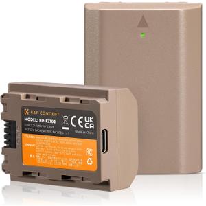 K&F Concept 2-Pack NP-FZ100 Battery, USB-C Fast Charging A7iii Batteries for Sony A7iii A7iv A6600 A6700 ZV-E1 FX3 FX30 A7Riii A7RIV A9 A1 Cameras