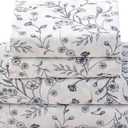 Jessrydo Floral Bed Sheets King Size 18” Deep Pocket King Sheets Soft Breathable Floral Sheets King Size Bed Set with 1 Flat Sheet, 1 Fitted Sheet, 2 Pillowcases (King, Floral Gray)