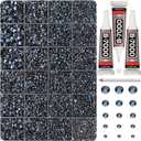 33000Pcs Navy Blue Rhinestones for Bedazzling, Bedazzler Kit with Flatback Craft Resin Crystals Bulk and B7000 Glue, 2,3,4,5,6mm Flat Back Diamonds Jewels Gems for Craftings, Crafts, Clothes, Shoes