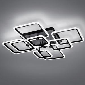 Dimmable Modern LED Ceiling Light 8-Square Black Flush Mount LED Ceiling Light with Remote for Living Room Bedroom Close to Ceiling Light Fixture (8 Light-39.4 inch)