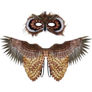 Alodidae Owl Wings Mask Costume Set Bird Wing Eagle Hawk Costumes Halloween Party Props