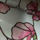UNI Window Film Static Clings Non Adhesive 3D Stained Glass Window Decals UV Protection (Cherry Blossom, 37.4 x 24.4 Inch)