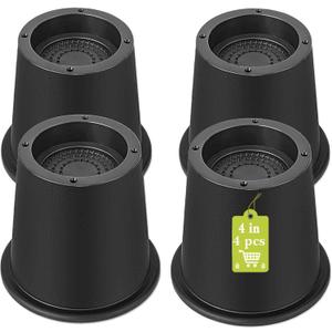 4 Pack Furniture Risers 4 Inch, Bed Risers Heavy Duty for Table Desk Couch Chair Sofa Cabinet Bed Frame Dorm, Round Table Leg Risers Lift Height 4", Black