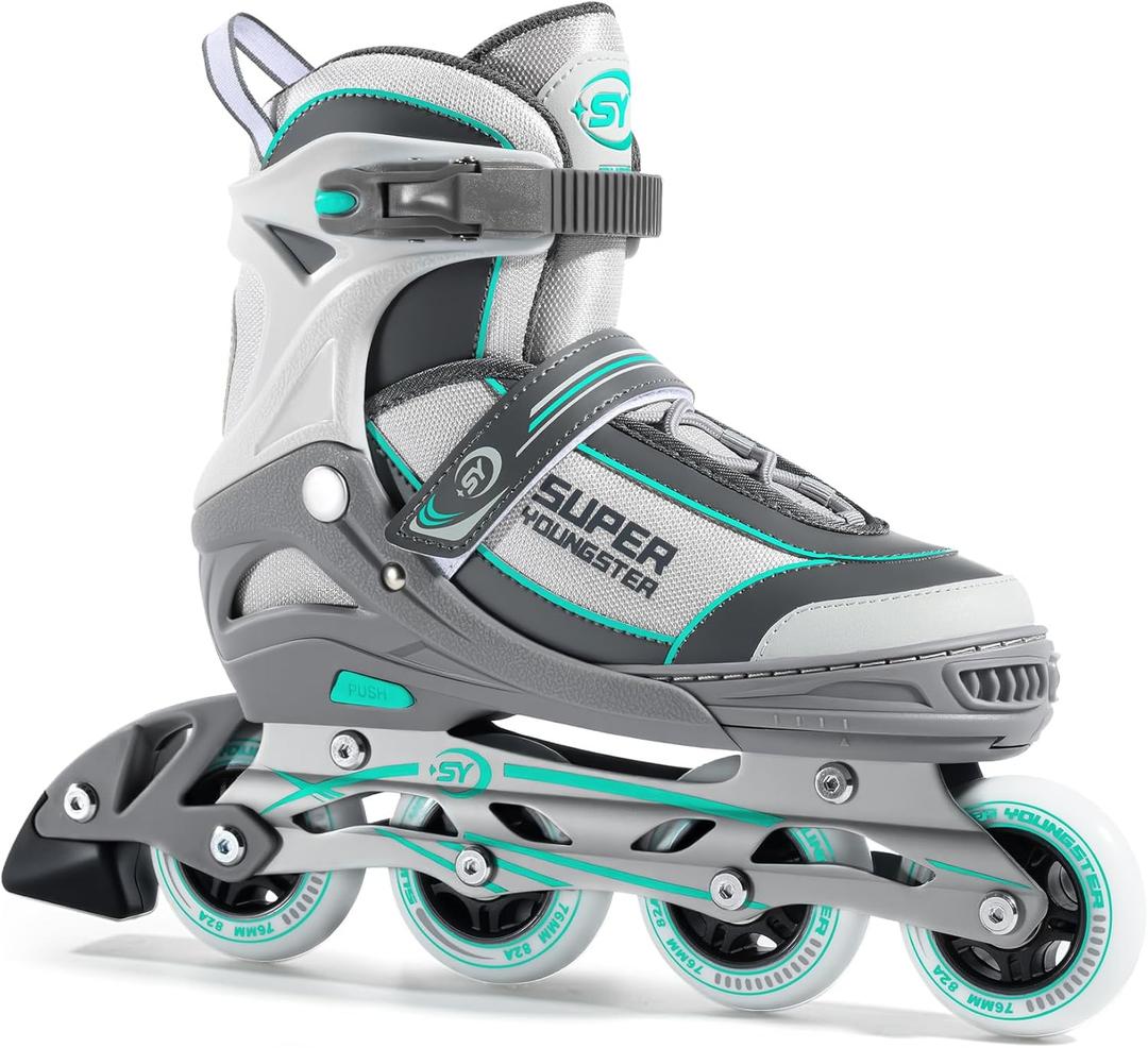 Women's Adjustable Inline Skate, Roller Skates Blades for Female Adults (Large-Women 4-7, Cyan)