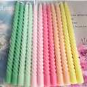 10 Inch Dopamine-Color Spiral Taper Candles for Home Decoration, 12 Pack Cream Twisted Candlesticks for Dinner Party Wedding Holiday
