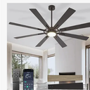 DLLT 66-Inch Ceiling Fan with Light: Farmhouse 8-Blade Black Wood Grain Indoor Outdoor Fans with Remote App Control Dimmable Light - Ultra Quiet DC Motor Reversible 6 Speed Timer
