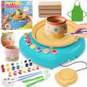 TingingYuli Pottery Wheel for Kids,Complete Pottery Kit and Tools for Beginners,Arts and Crafts Toys for Kids Ages 8-12,Art Supplies Birthday Gifts for Boy Girl Age 6 7 8 9 10 11 12 (Yellow/Cyan)