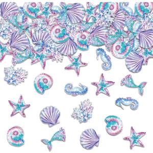 100PCS Mermaid Confetti Under the Sea Summer Theme Party Baby Shower Decorations Engagement Mermaid Tail Table Confetti for Boy Girl Supplies (mermaid)