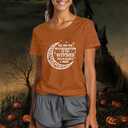 Halloween Shirts for Women Dancing Skeleton Tshirts Fall Pumpkin Shirt Halloween Party Tee Tops (XL)