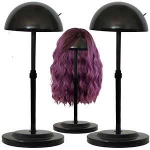 Wig Stand 2PCS Black Adjustable Height Plastic Wig Head Stand Portable Wig Holder Stands Non-Slip Wig Head Holders Sturdy for Multiple Wigs and Hats Styling Drying Display