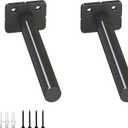 6.25" Solid Steel Floating Shelf Brackets, 2 Pack Heavy Duty Hidden Brackets Blind Shelf Supports with Hardware for Floating Wood Shelves Screws and Wall Plugs Included