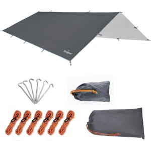 Unigear Tarp Rain Fly Tarp Waterproof Tent Cover Hiking Shelter Foldable Lightweight Waterproof for Camping and Protection Against Rain, Snow and Sun (300cmx400cm, Gray)