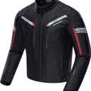 Motorcycle Jacket Motorbike Biker Waterproof Jackets Windproof Full Body Protective Gear Armoured Summer Winter for Men (Black, XL)