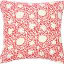 Creative Co-Op 20" Square Ivy Print Cotton Pillow Cover (Red/White)