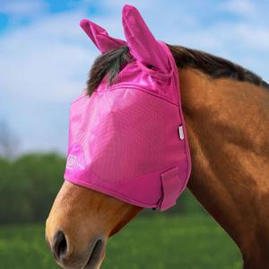 Harrison Howard UV-proof Multi-Function Fabrics Thick Fleece Padding Horse Fly Mask Half Face with Ears Magenta Warmblood Extra Large