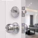 Lanwandeng 2 Sets All Keyed Same Entry Door Knob and Single Cylinder Deadbolt Combo Set, Round Ball Satin Nickel Exterior Door Knobs with Lock and Keys for Entrance and Front Door