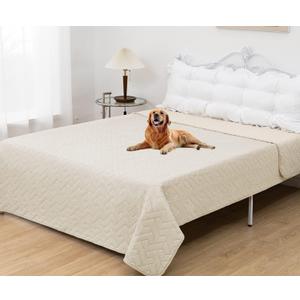 fuguitex Waterproof Dog Bed Cover Couch Cover for Pet Anti-Slip Cat Mat Pet Pad Blanket for Sofa Chair Recliner Bed Furniture Protrctor (78x90 Inch (Pack of 1), Cream)