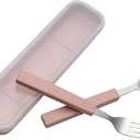 VANRA 2-Piece Children Flatware Set 18/10 Stainless Steel Child Tableware Set Silver Cutlery Set Silverware Dinner Utensils Spoon Fork Set with Travel Case for Kids (Chrome Finished) (Pink)