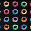 STARUIA Big Classroom Rug Educational Area Rug for Kids Room, 7.5x13 Abstract Black Carpet with Colorful Handpainted Circles, Stain-Resistant High-Traffic Kids Playroom Rugs for Elementary