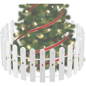 Christmas Tree Fence for Pets, 28 Packs Indoor Plastic White Picket Christmas Fence Decoration Protector for Kids, Dogs, Pets Barrier