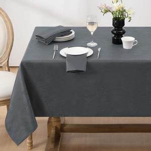 Softalker Jacquard Rectangle Tablecloth, Swirl Design Waterproof Stain Resistant Table Cover Wrinkle Free Heavy Weight Table Cloths for Dinner/Parties/Holiday - 60 x 104 Inch, Dark Grey