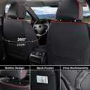 Coverado Car Seat Covers Full Set, Premium Nappa Leather Seat Covers for Car, Waterproof Car Seat Protector with Lumbar Support, Car Seat Cover Universal Fit for Most Cars SUV Truck(Black&Red)