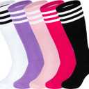 HONGTEYA Kids Soccer Socks Knee High Youth Uniform Socks Striped Boys Girls Baseball Football Athletic, Size: 6-9 Years