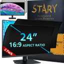STARY 2-Pack 24 Inch Privacy Screen for Computer Monitor 16:9 Aspect Ratio, Eye Protection, Anti Blue Light, Glare Shield, Removable Black Blackout Anti Spy Desktop Security Private Filter